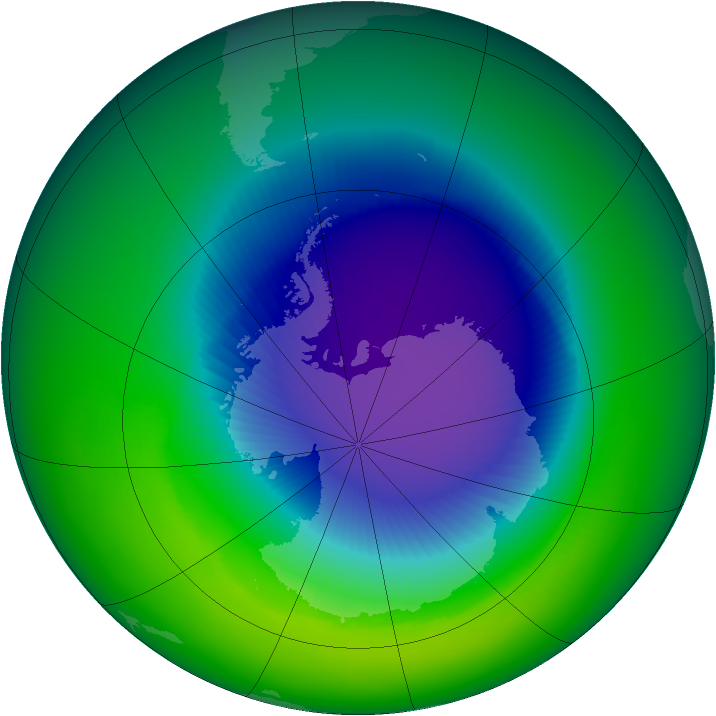 2000-October monthly mean Antarctic ozone